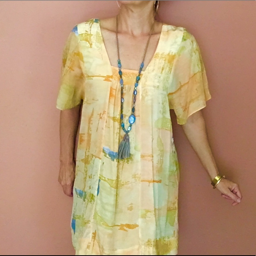 Maeve Anthropologie Silk Dress Orange Yellow 4